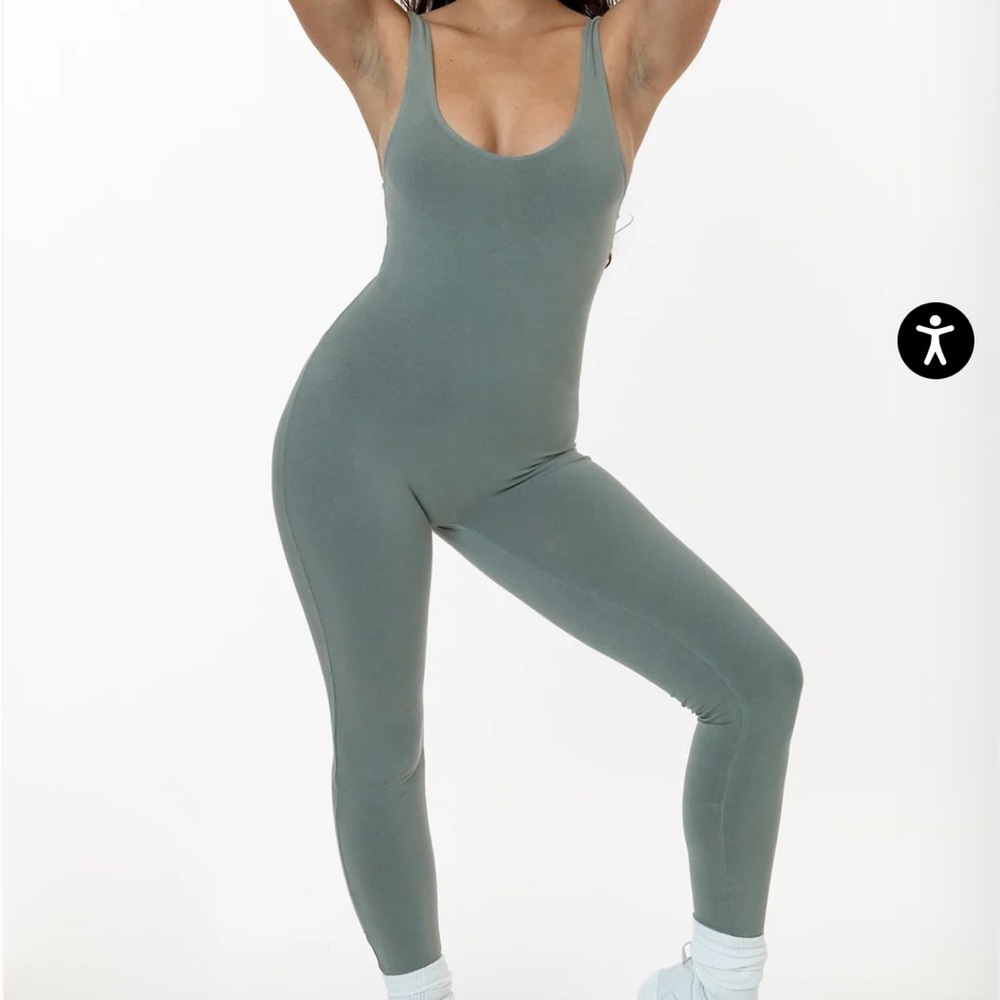Garment Dye Cotton Spandex Tank Unitard Eucalyptus